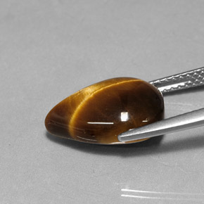 Olho de Tigre Dourado Marrom Natural 5.09ct, Formato de pêra, Opaco