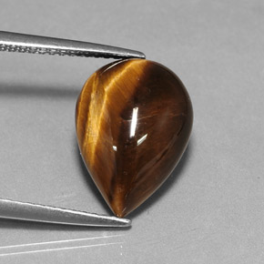 Tiger's eye marrom natural 5,02ct, formato de pêra, opaco