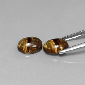 Pedras preciosas de tiger's eye marrom natural de  ct, corte oval, opaco
