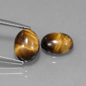 Pedras preciosas de olho de tigre marrom dourado natural de  ct, corte oval, opaco