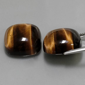 Pedras preciosas de tiger's eye marrom natural de  ct, almofada cortada, opaco