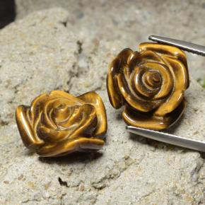 Pedras preciosas de tiger's eye marrom natural de 20,93 ct, corte flor, opaco