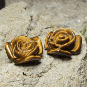 Pedras preciosas de tiger's eye marrom natural de 20,93 ct, corte flor, opaco