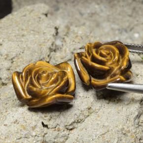 Pedras preciosas de tiger's eye marrom natural de 20,93 ct, corte flor, opaco