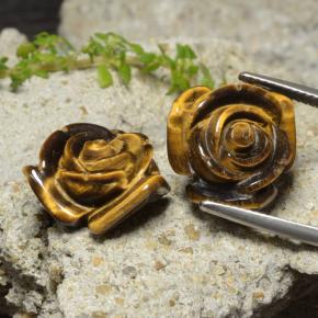 Pedras preciosas de tiger's eye marrom natural de 24,14 ct, corte flor, opaco