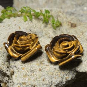 Pedras preciosas de tiger's eye marrom natural de 24,14 ct, corte flor, opaco