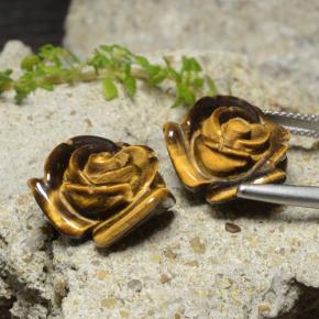 Pedras preciosas de tiger's eye marrom natural de 24,14 ct, corte flor, opaco