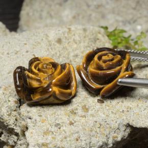 Pedras preciosas de tiger's eye marrom natural de 25,22 ct, corte flor, opaco
