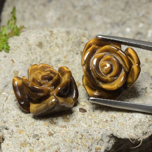Pedras preciosas de tiger's eye marrom natural de 22,12 ct, corte flor, opaco