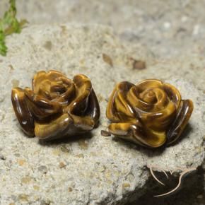 Pedras preciosas de tiger's eye marrom natural de 22,12 ct, corte flor, opaco