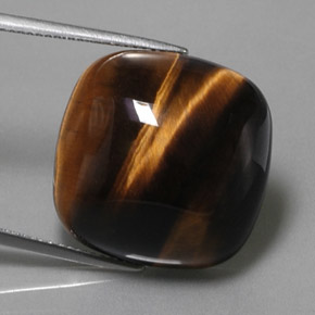 Tiger's eye marrom natural 28,03ct, almofada cortada, opaco