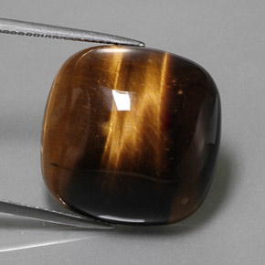 Olho de Tigre Dourado Marrom Natural 27.92ct, Almofada cortada, Opaco