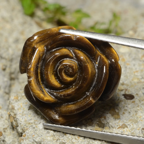 Tiger's eye marrom natural 10,98ct, corte flor, opaco