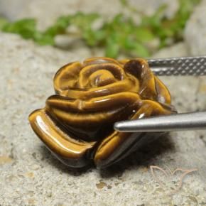 Olho de Tigre Gingerbread Marrom Natural 11.81ct, Flor cortada, Opaco