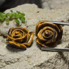 Pedras preciosas de tiger's eye marrom natural de 23,82 ct, corte flor, opaco