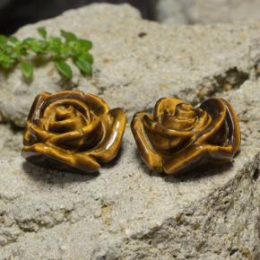 Pedras preciosas de tiger's eye marrom natural de 23,82 ct, corte flor, opaco