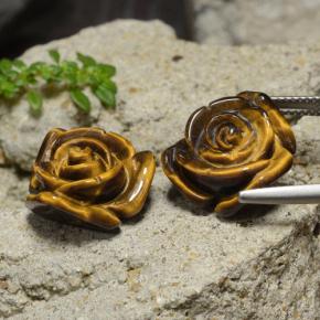 Pedras preciosas de tiger's eye marrom natural de 23,82 ct, corte flor, opaco