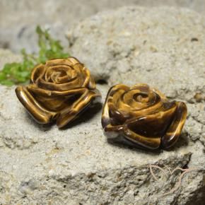Pedras preciosas de Olho de Tigre Gingerbread Marrom natural de 23.62 ct, Flor cortada, Opaco