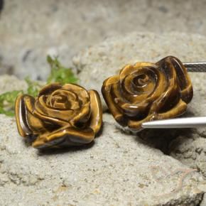 Pedras preciosas de Olho de Tigre Gingerbread Marrom natural de 23.62 ct, Flor cortada, Opaco
