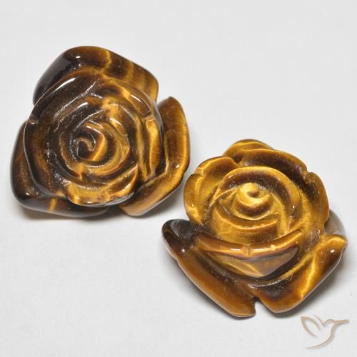 Pedras preciosas de Olho de Tigre Marrom dourado natural de 24.80 ct, Flor cortada, Opaco