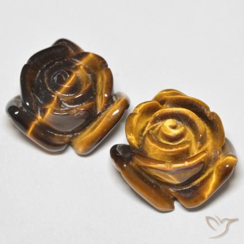 Pedras preciosas de Olho de Tigre Marrom dourado natural de 24.80 ct, Flor cortada, Opaco