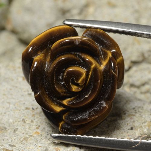 11.12ct Natural Castanho médio Olho de Tigre, Flor cortada, Opaco