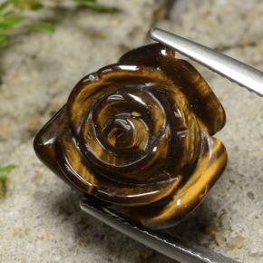 Tiger's eye marrom natural 12,02ct, corte flor, opaco