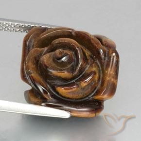 Tiger's eye marrom natural 12,89ct, corte flor, opaco