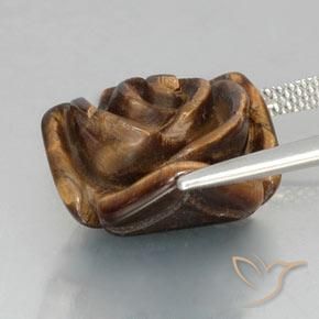 Tiger's eye marrom natural 12,89ct, corte flor, opaco