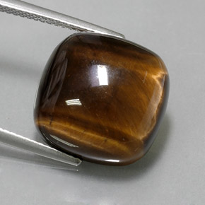 Tiger's eye marrom natural 13,79ct, almofada cortada, opaco