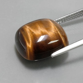 Tiger's eye marrom natural 13,79ct, almofada cortada, opaco