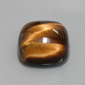 Olho de Tigre Dourado Marrom Natural 13.70ct, Almofada cortada, Opaco