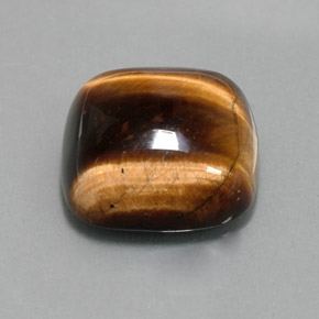 Olho de Tigre Dourado Marrom Natural 13.67ct, Almofada cortada, Opaco
