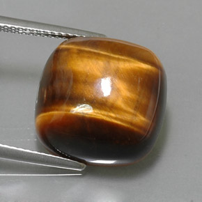 Tiger's eye marrom natural 13,02ct, almofada cortada, opaco