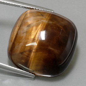 Tiger's eye marrom natural 27,19ct, almofada cortada, opaco