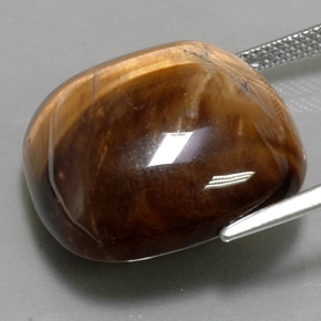 Tiger's eye marrom natural 27,19ct, almofada cortada, opaco