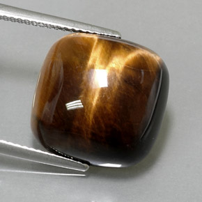 Tiger's eye marrom natural 13,38ct, almofada cortada, opaco
