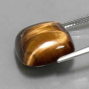 Tiger's eye marrom natural 13,38ct, almofada cortada, opaco