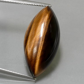 Tiger's eye marrom natural 12,99ct, marquise, opaco