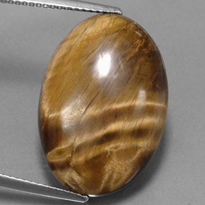 Tiger's eye marrom natural 17,34ct, corte oval, opaco