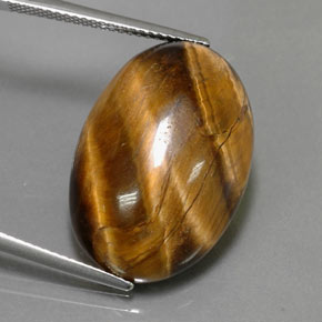 Tiger's eye marrom natural 23,72ct, corte oval, opaco
