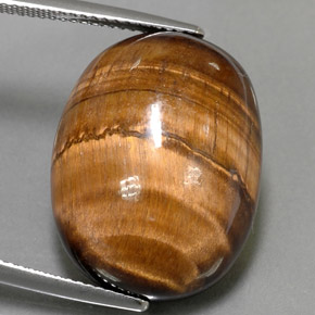 Tiger's eye marrom natural 24,80ct, corte oval, opaco