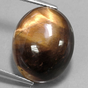 Olho de Tigre Dourado Marrom Natural 15.02ct, Corte Oval, Opaco