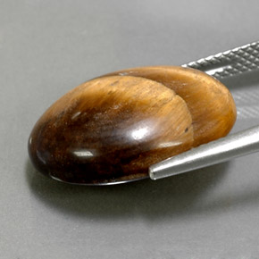 Tiger's eye marrom natural 12,39ct, corte oval, opaco
