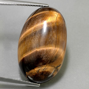 Tiger's eye marrom natural 26,13ct, corte oval, opaco