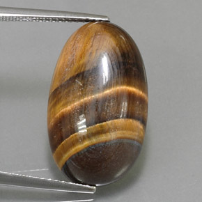 Tiger's eye marrom natural 13,07ct, corte oval, opaco