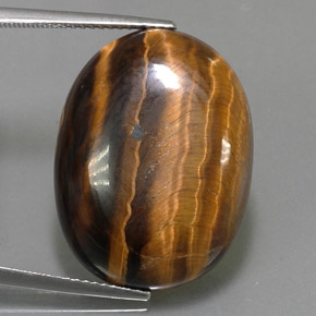 Tiger's eye marrom natural 25,04ct, corte oval, opaco