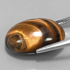 Tiger's eye marrom natural 15,36ct, corte oval, opaco