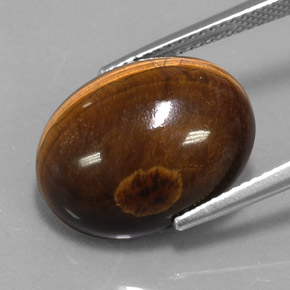 Tiger's eye marrom natural 12,49ct, corte oval, opaco
