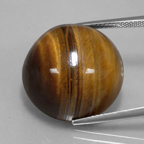 Tiger's eye marrom natural 35,03ct, corte redondo, opaco